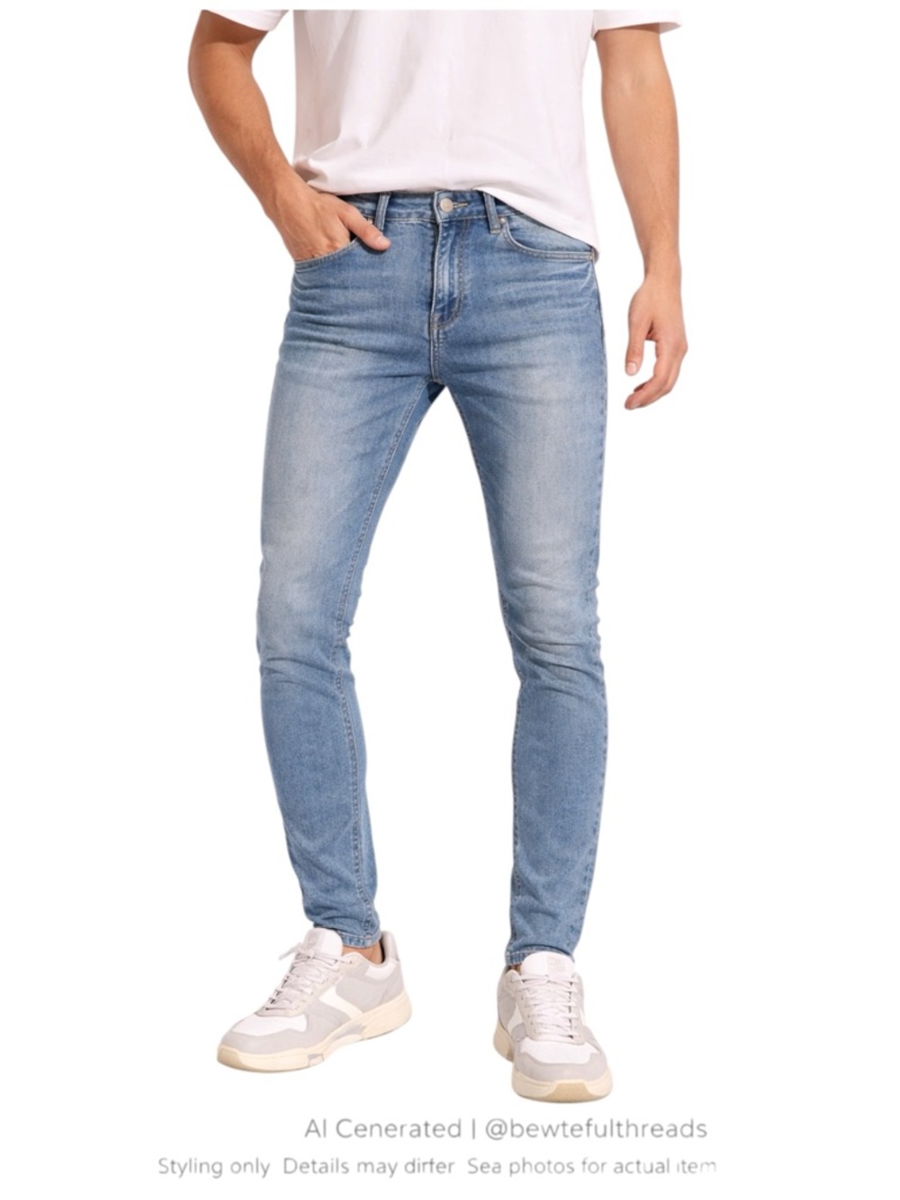 Skinny Jeans Faded Blue Stretch Slim Fit Denim W30 L30